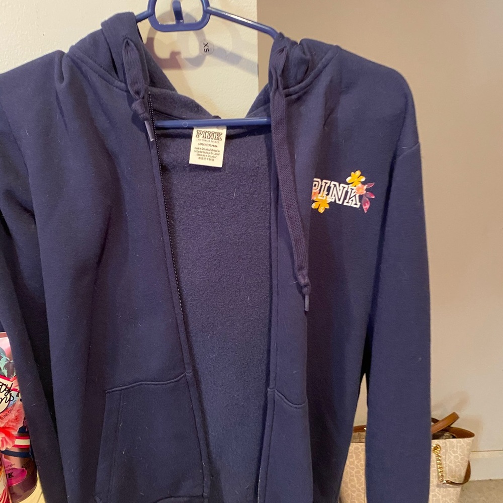navy blue victoria secret pink zip up